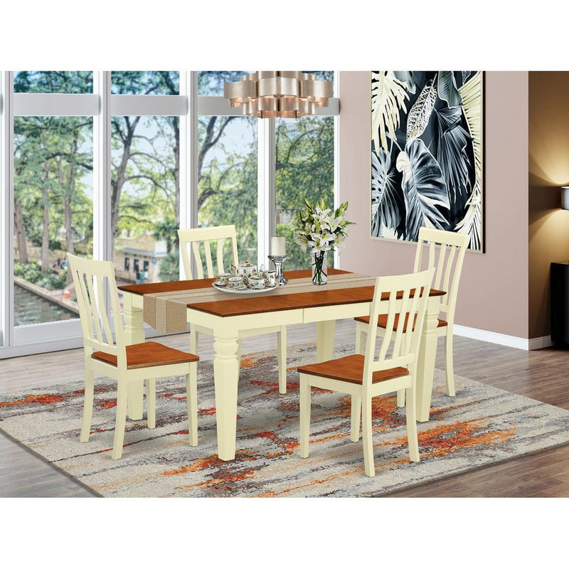 5  Pc  Kitchen  table  set  with  a  Dining  Table  and  4  Wood  Dining  Chairs  in  Buttermilk  and  Cherry