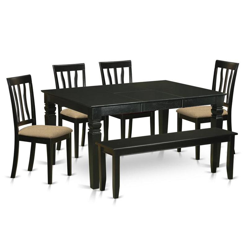 WEAN6D-BLK-C 6 PC Dining room set - Dining Table and 4 Dining Chairs and together with Bench