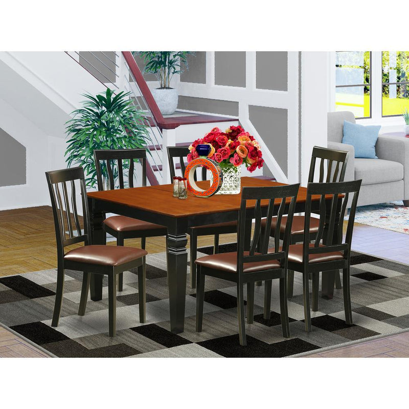 7  Pc  Kitchen  table  set  with  a  Dining  Table  and  6  Leather  Kitchen  Chairs  in  Black