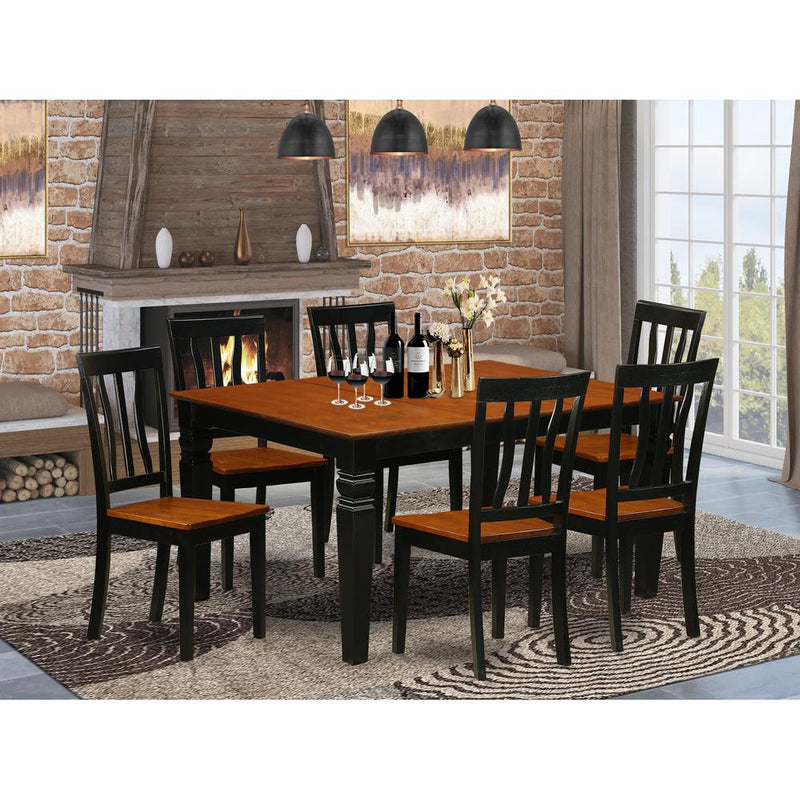 7  Pc  Kitchen  table  set  with  a  Kitchen  Table  and  6  Wood  Kitchen  Chairs  in  Black