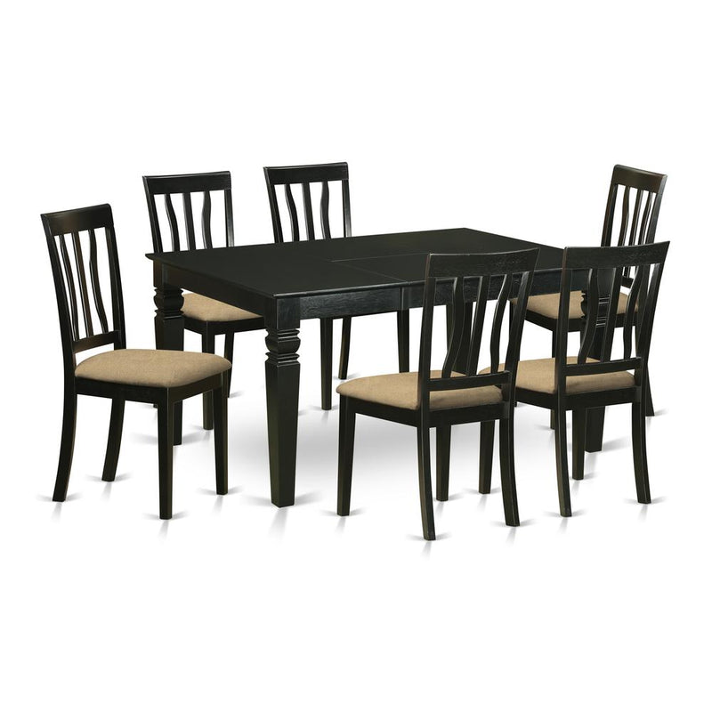 WEAN7-BLK-C 7 Pc Table set -Dining Table and 6 Dining Chairs