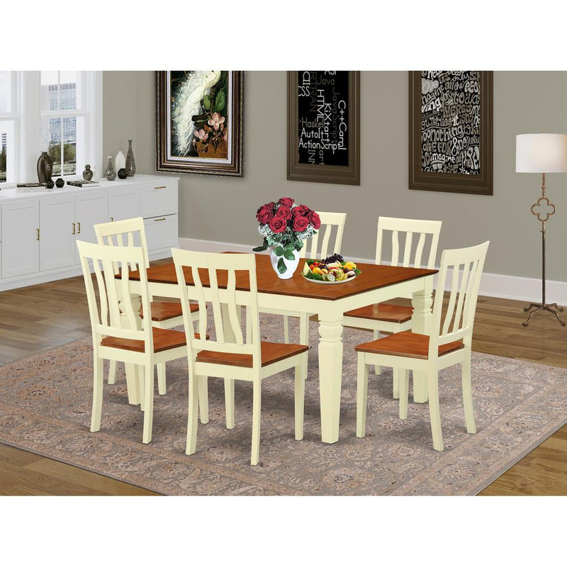 7  Pc  Dining  set  with  a  Kitchen  Table  and  6  Wood  Kitchen  Chairs  in  Buttermilk  and  Cherry