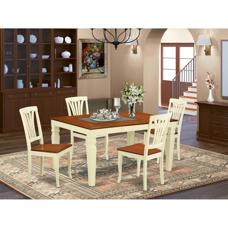 5  Pc  Kitchen  table  set  with  a  Dinning  Table  and  4  Wood  Dining  Chairs  in  Buttermilk  and  Cherry