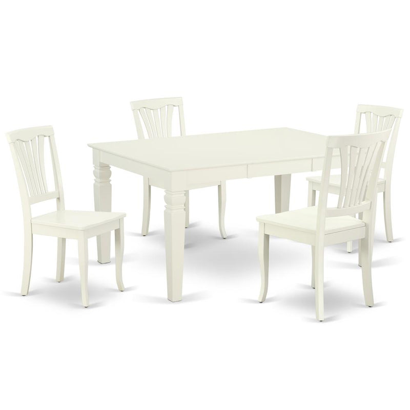 Dining Room Set Linen White, WEAV5-LWH-W