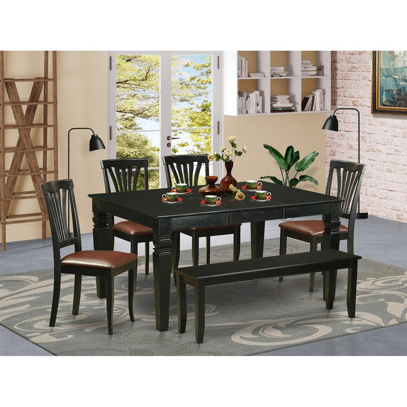 6  PC  dinette  set  -  Kitchen  Table  and  4  dinette  Chairs  coupled  with  Bench