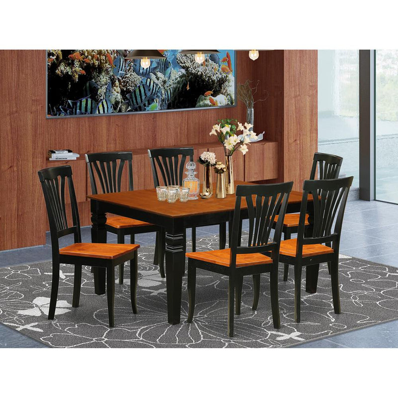 7  Pc  Kitchen  table  set  with  a  Kitchen  Table  and  6  Wood  Dining  Chairs  in  Black