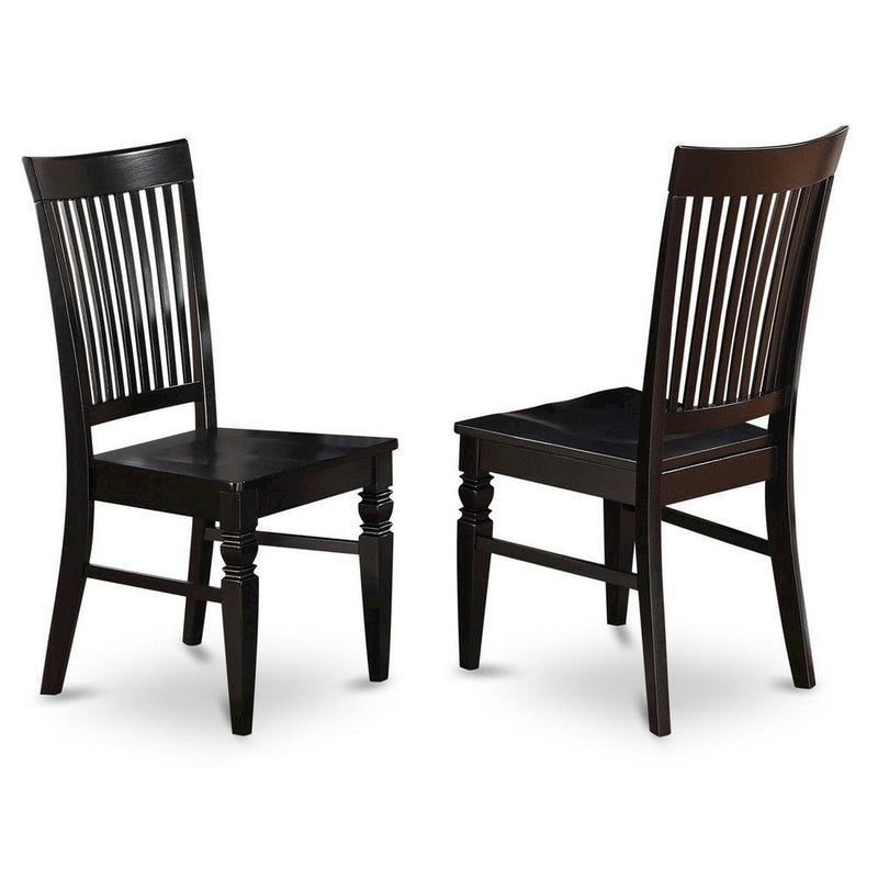 Weston  Dining  Wood  Seat  Chair  with  Slatted  Back  in  Black  Finish,  Set  of  2