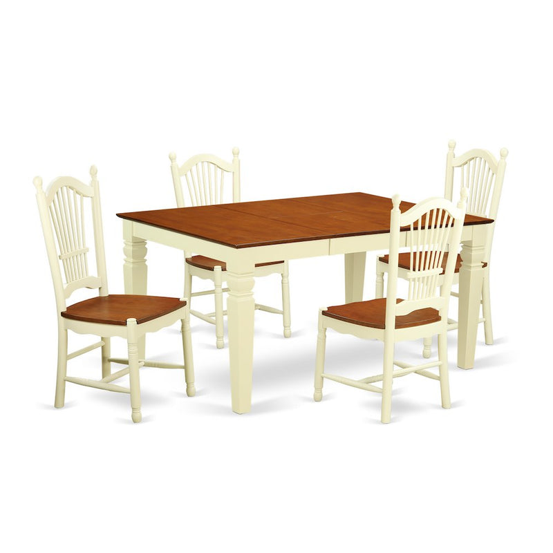 5  Pc  Kitchen  table  set  with  a  Dinning  Table  and  4  Wood  Dining  Chairs  in  Buttermilk  and  Cherry