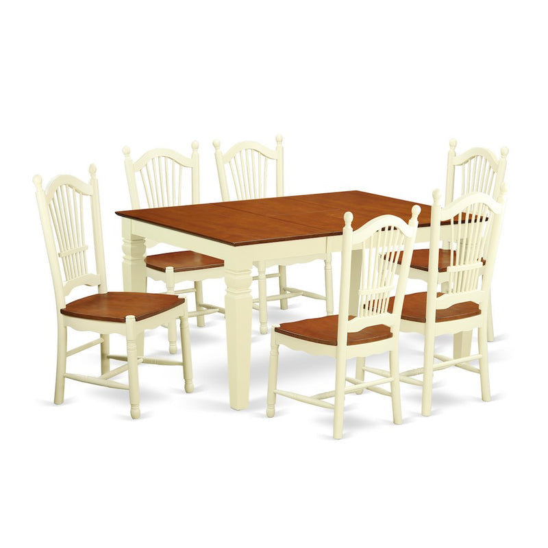 7  Pc  Kitchen  table  set  with  a  Dinning  Table  and  4  Wood  Dining  Chairs  in  Buttermilk  and  Cherry