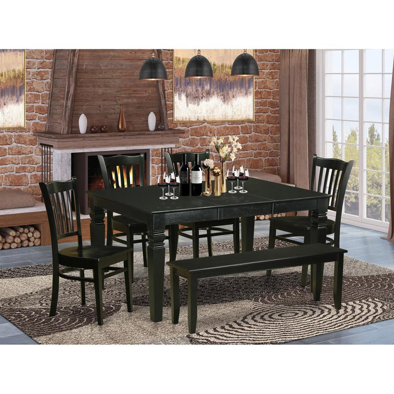 6  Pc  Dining  room  set  -  Dining  Table  and  4  Kitchen  Chairs  and  Bench