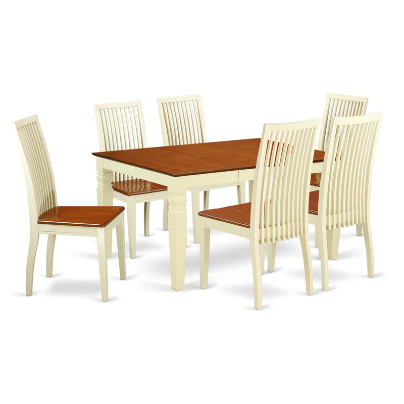 Dining Room Set Buttermilk & Cherry, WEIP7-BMK-W