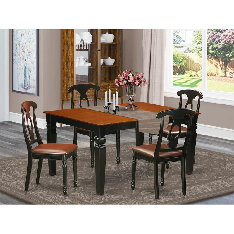 5  Pc  Dinette  set  with  a  Dinning  Table  and  4  Leather  Kitchen  Chairs  in  Black