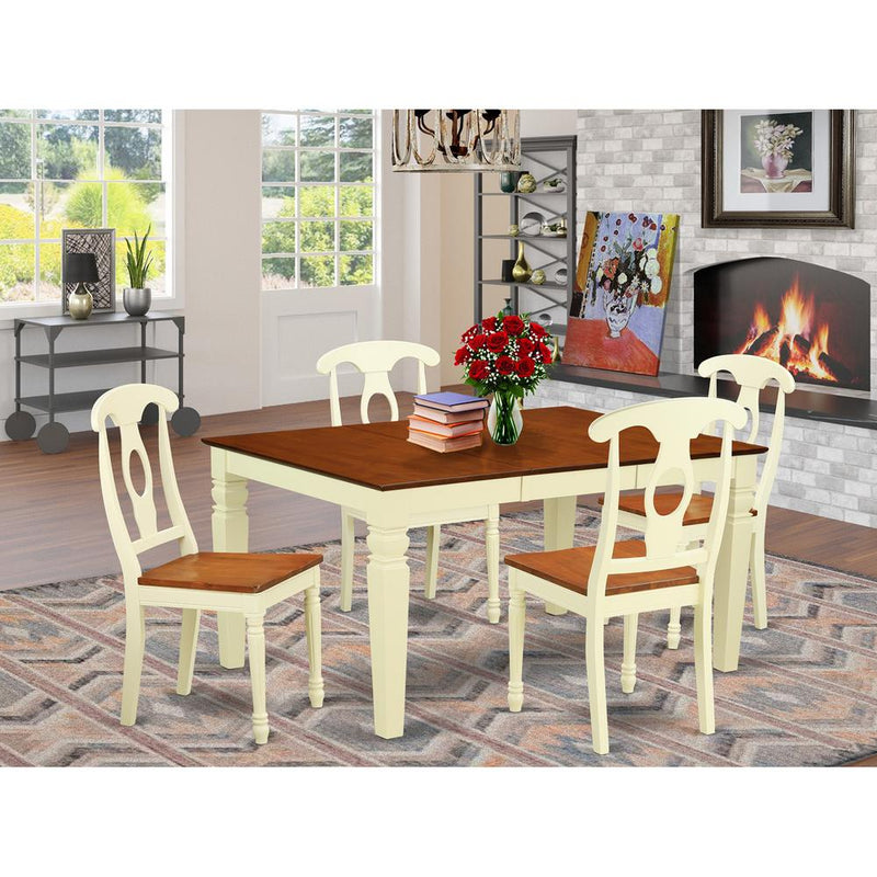 5  Pc  Kitchen  table  set  with  a  Dinning  Table  and  4  Wood  Dining  Chairs  in  Buttermilk  and  Cherry