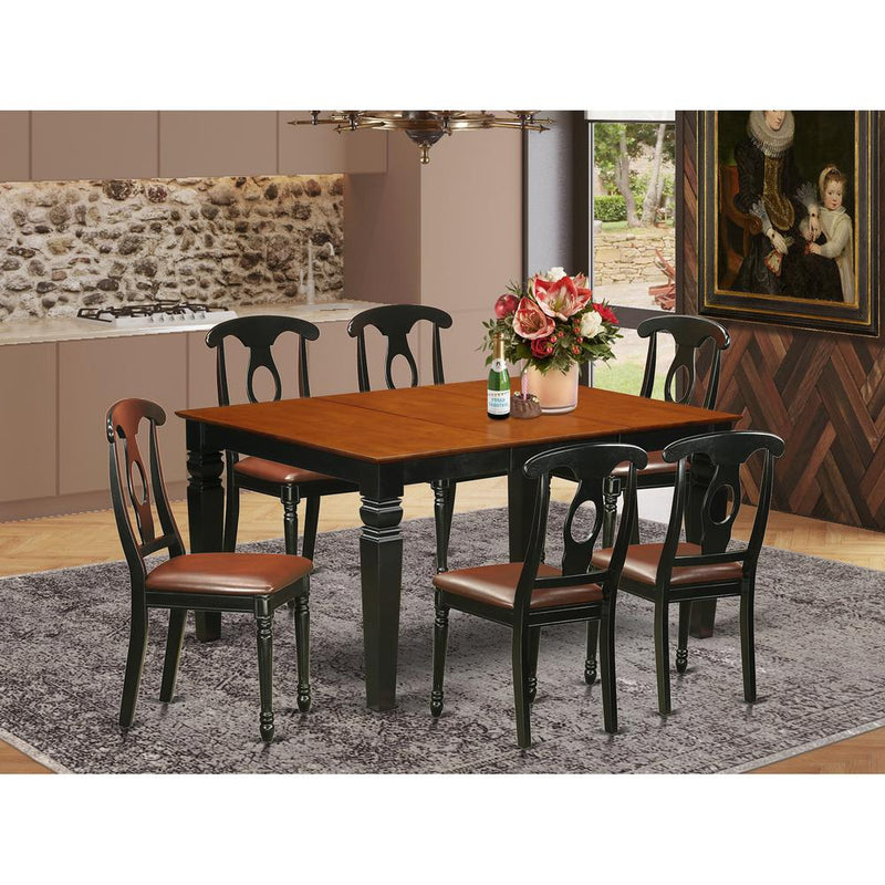 7  Pc  Kitchen  table  set  with  a  Dining  Table  and  6  Leather  Kitchen  Chairs  in  Black