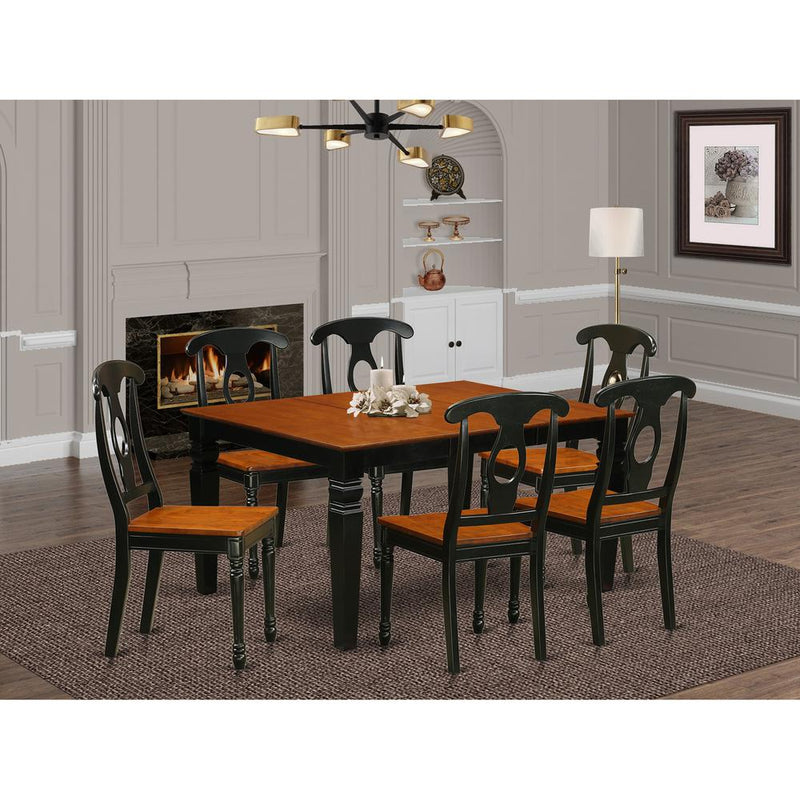 7  Pc  Dining  set  with  a  Kitchen  Table  and  6  Wood  Dining  Chairs  in  Black