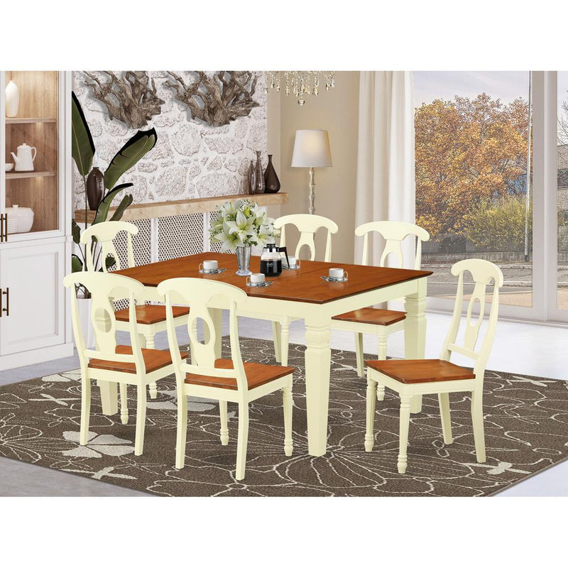 7  Pc  Kitchen  table  set  with  a  Dinning  Table  and  6  Wood  Dining  Chairs  in  Buttermilk  and  Cherry