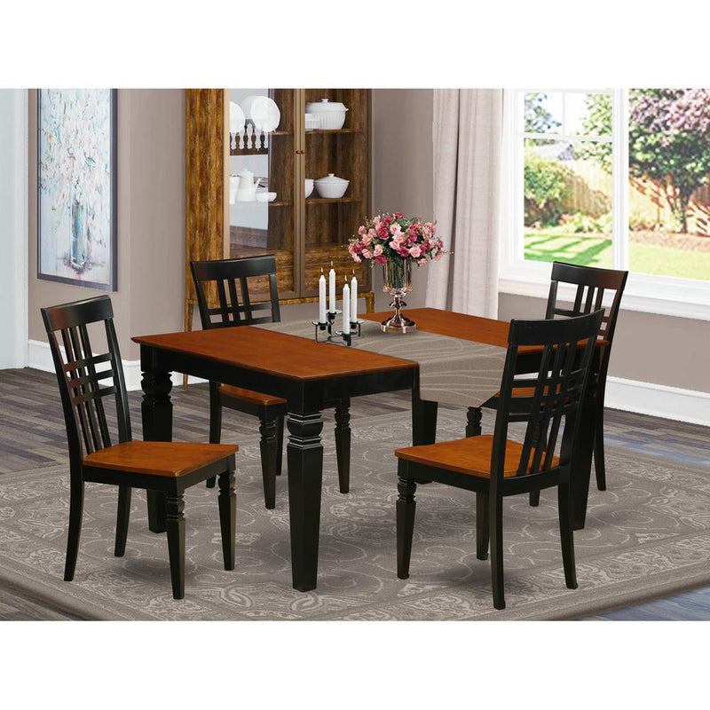 5  Pc  Dining  set  with  a  Dinning  Table  and  4  Wood  Dining  Chairs  in  Black