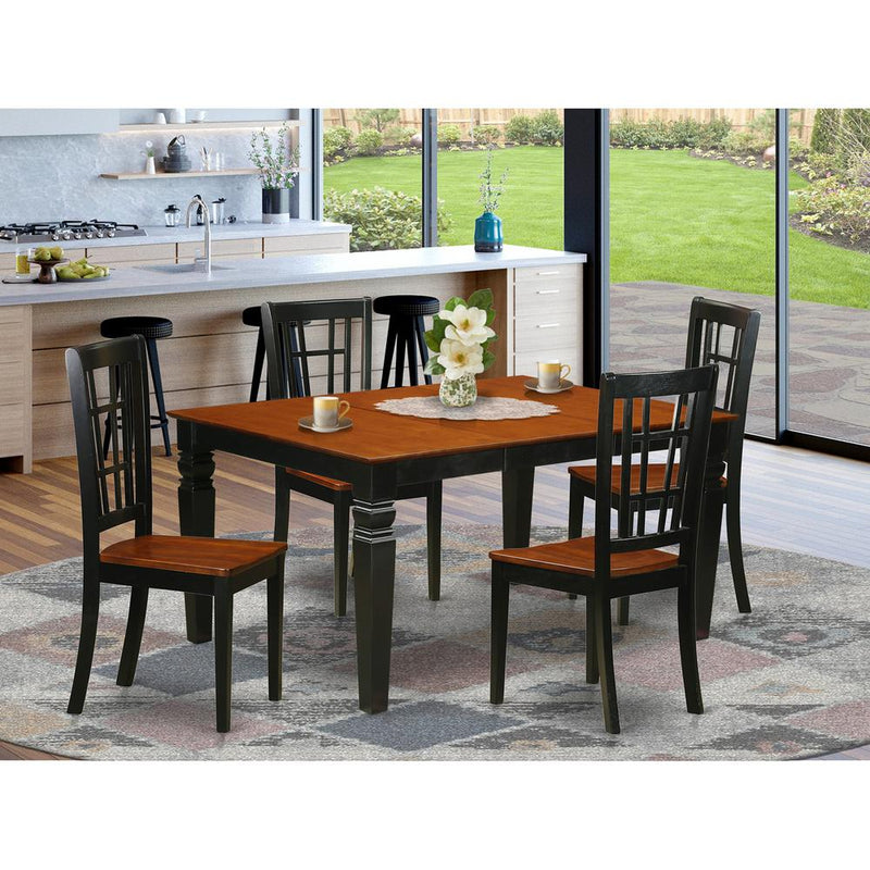 5  Pc  Dining  set  with  a  Dinning  Table  and  4  Wood  Kitchen  Chairs  in  Black