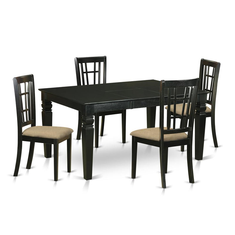 WENI5-BLK-C 5 Pc Dinette Table set - Kitchen dinette Table and 4 Dining Chairs