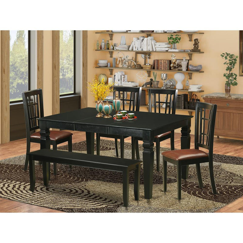 6-Pc  Kitchen  table  set  -  Kitchen  dinette  Table  and  4  Dining  Chairs  coupled  with  Bench