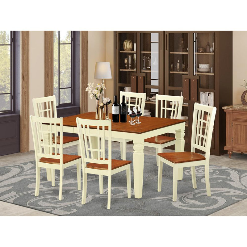 7  Pc  Kitchen  table  set  with  a  Dining  Table  and  6  Wood  Kitchen  Chairs  in  Buttermilk  and  Cherry