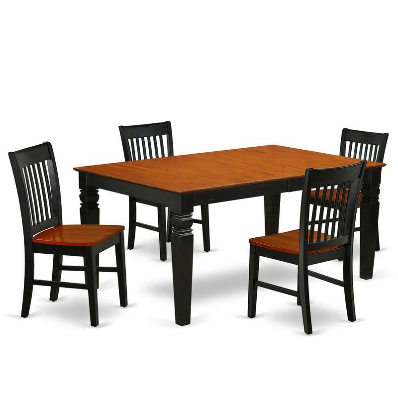 Dining Room Set Black & Cherry, WENO5-BCH-W