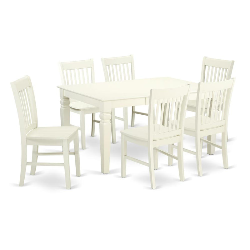 Dining Room Set Linen White, WENO7-LWH-W