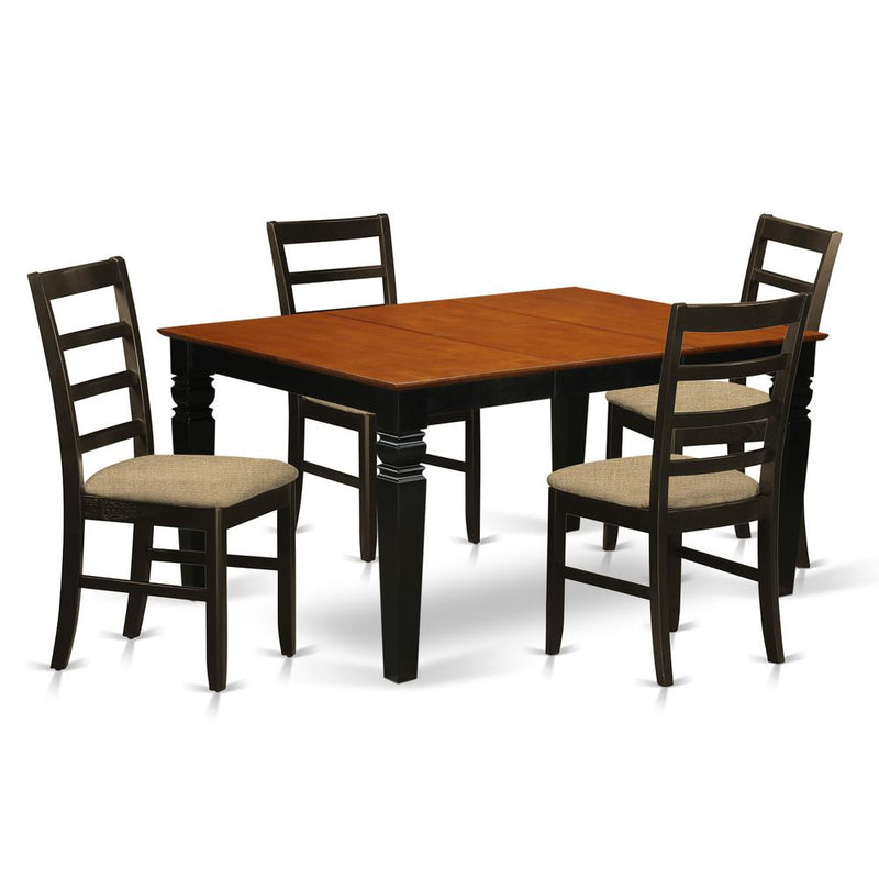 WEPF5-BCH-C 5 Pc Dinette set with a Dining Table and 4 Seat Dining Chairs in Black