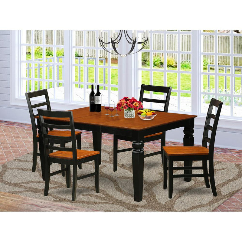 5  Pc  Dinette  set  with  a  Dining  Table  and  4  Wood  Dining  Chairs  in  Black