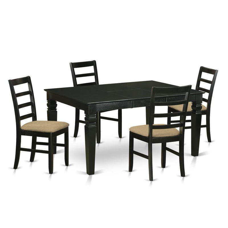 WEPF5-BLK-C 5 PC small Kitchen Table set - Table and 4 Dining Chairs