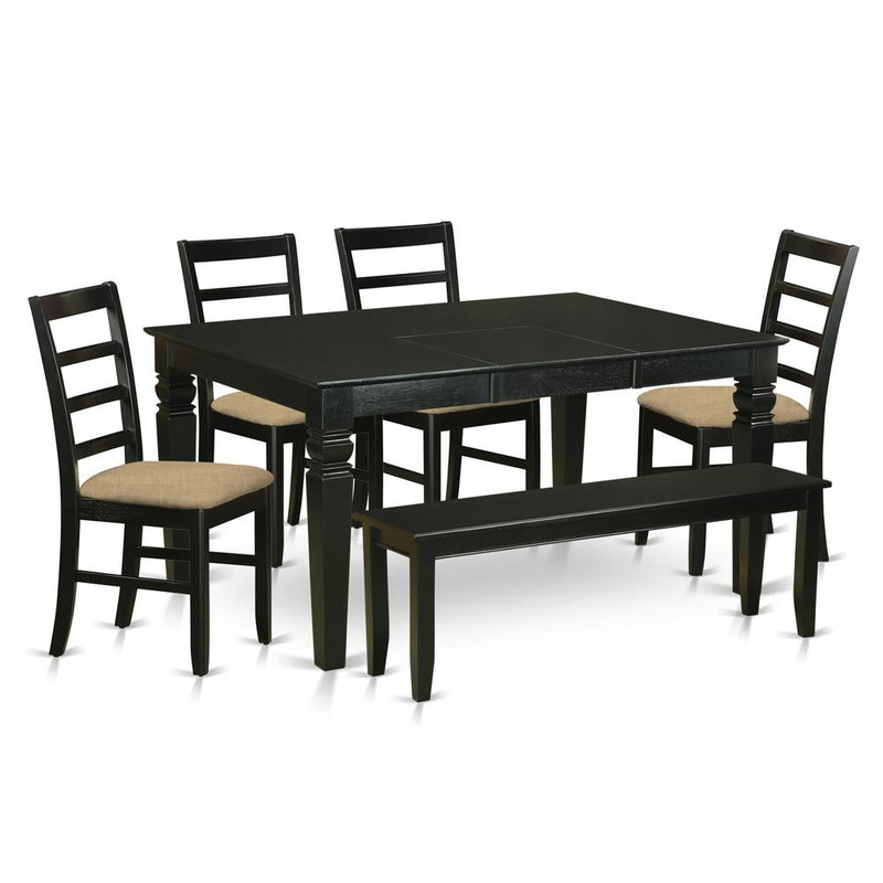 WEPF6D-BLK-C 6-Pc Kitchen nook Dining set - Small Kitchen Table and 4 Kitchen Chairs with Bench