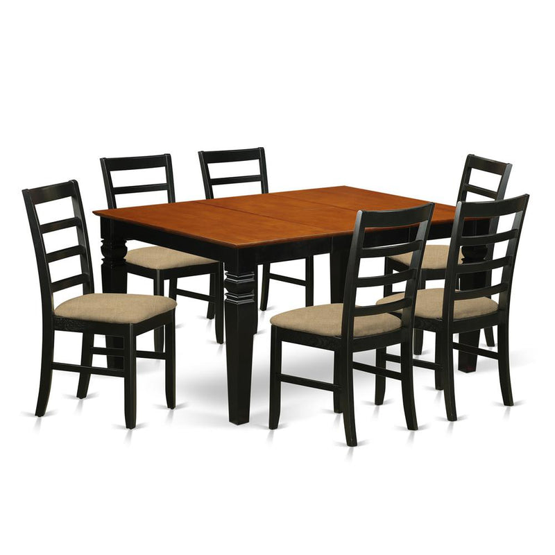 WEPF7-BCH-C 7 Pc Dining set with a Dining Table and 6 Kitchen Chairs in Black