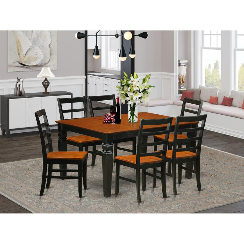 7  Pc  Kitchen  table  set  with  a  Dining  Table  and  6  Wood  Dining  Chairs  in  Black