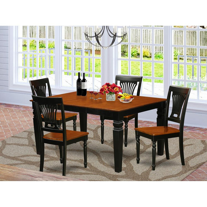 5  Pc  Dinette  set  with  a  Dining  Table  and  4  Wood  Dining  Chairs  in  Black