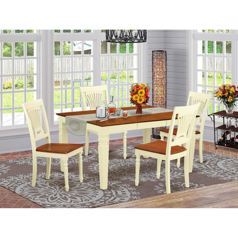 5  Pc  Kitchen  table  set  with  a  Dining  Table  and  4  Wood  Kitchen  Chairs  in  Buttermilk  and  Cherry