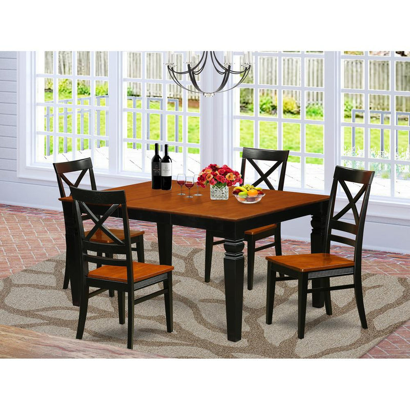 5  Pc  Kitchen  table  set  with  a  Kitchen  Table  and  4  Wood  Dining  Chairs  in  Black