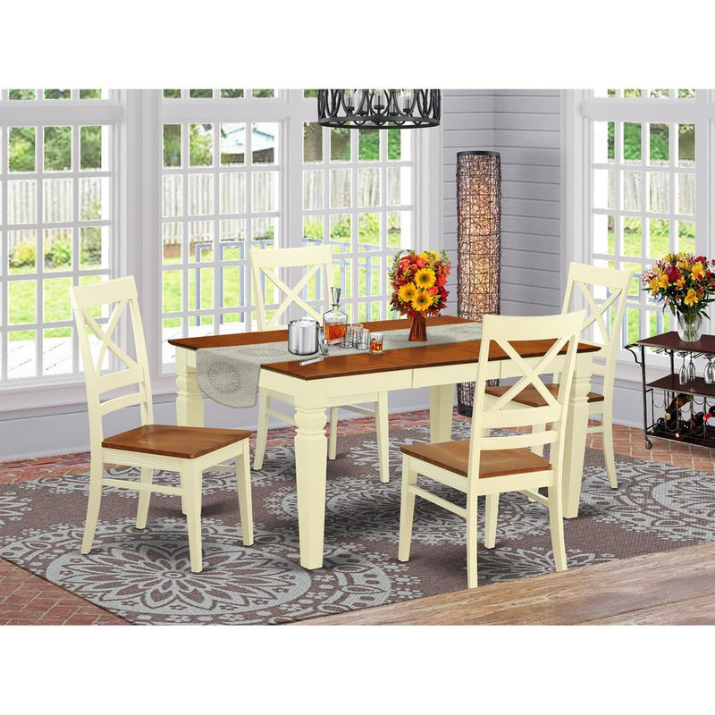 5  Pc  Kitchen  table  set  with  a  Dinning  Table  and  4  Wood  Dining  Chairs  in  Buttermilk  and  Cherry