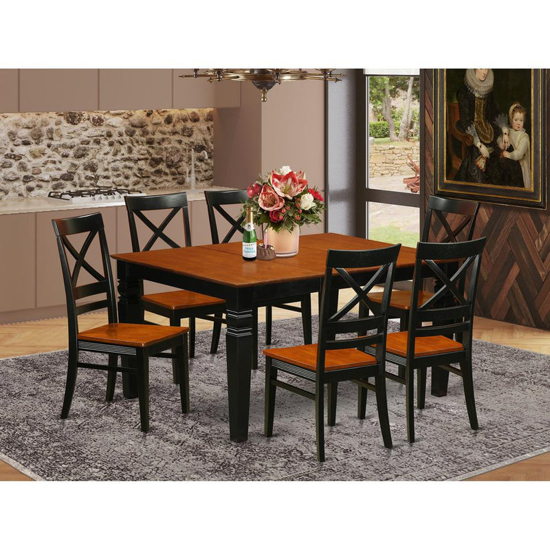 7  Pc  Dining  set  with  a  Kitchen  Table  and  6  Wood  Dining  Chairs  in  Black