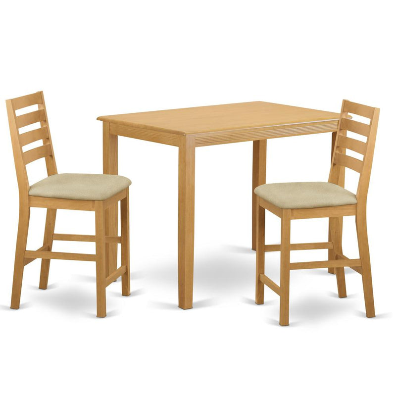 YACF3-OAK-C 3 PC counter height set - counter height Table and 2 dinette Chairs.