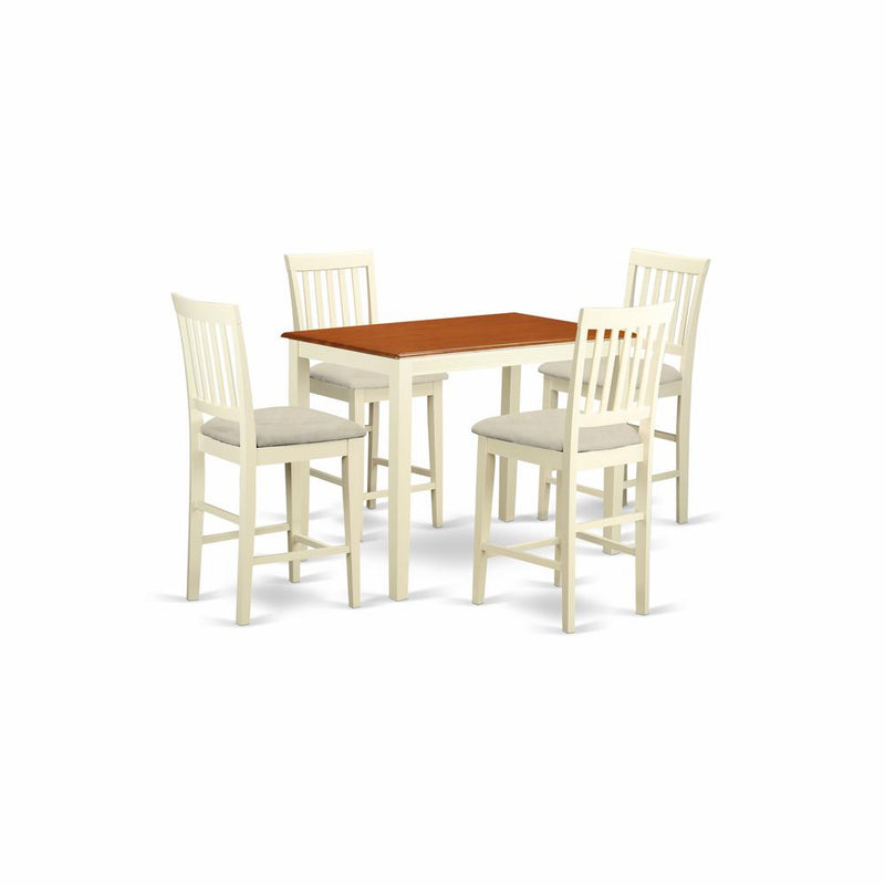 YAVN5-WHI-C 5 Pc counter height set - Dining Table and 4 counter height Dining chair.