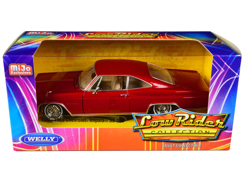 1965 Chevrolet Impala SS 396 Lowrider Red Metallic Low Rider Collection 1/24 Diecast Model Car by Welly