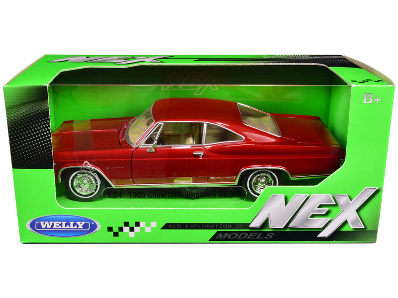 1965 Chevrolet Impala SS 396 Red Metallic NEX Models 1/24 Diecast Model Car by Welly