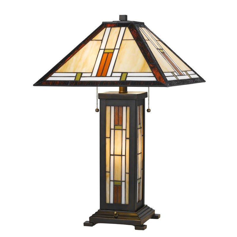 60W X 2 Tiffany Table Lamp With 7W Night Light