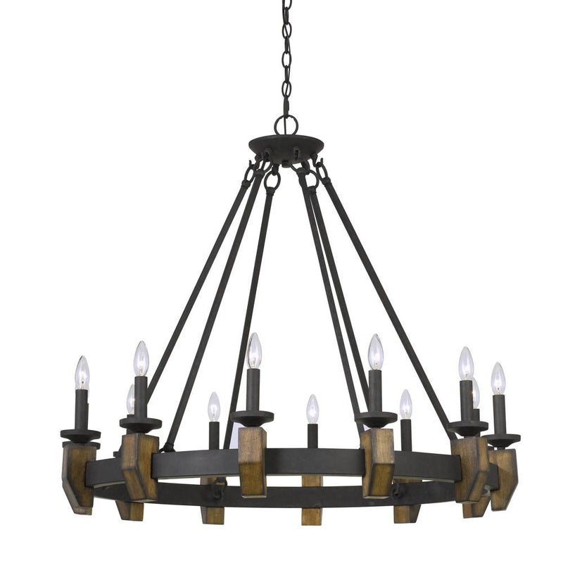 60W X 12 Cruz Metal/Wood Chandelier