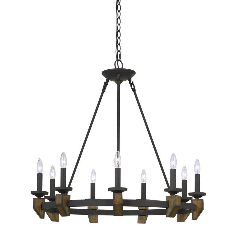 60W X 9 Cruz Metal/Wood Chandelier