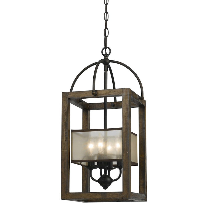 4 Lg Mission Wood/Metal Chandelier