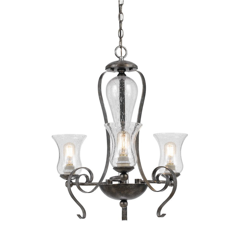 60W X 3 Metal 3 Light Chandelier (Edison Bulbs Not Included)