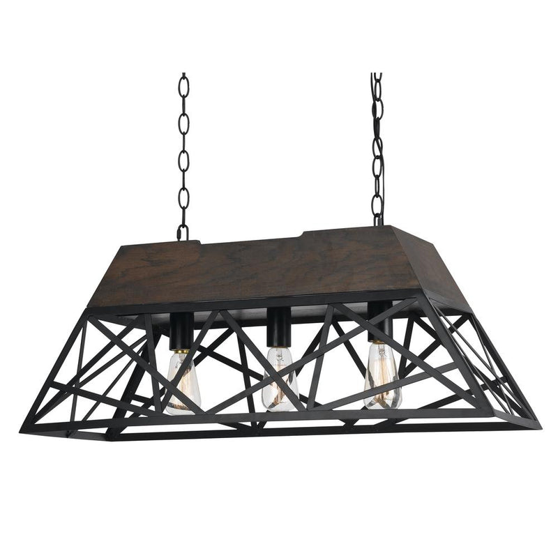 60W X 3 Antonio Wood Chandelier (Edison Bulbs Not Included)