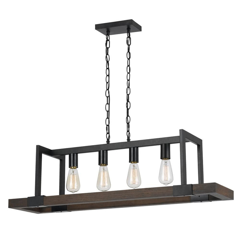 60W X 4 Antonio Wood Chandelier (Edison Bulbs Not Included)