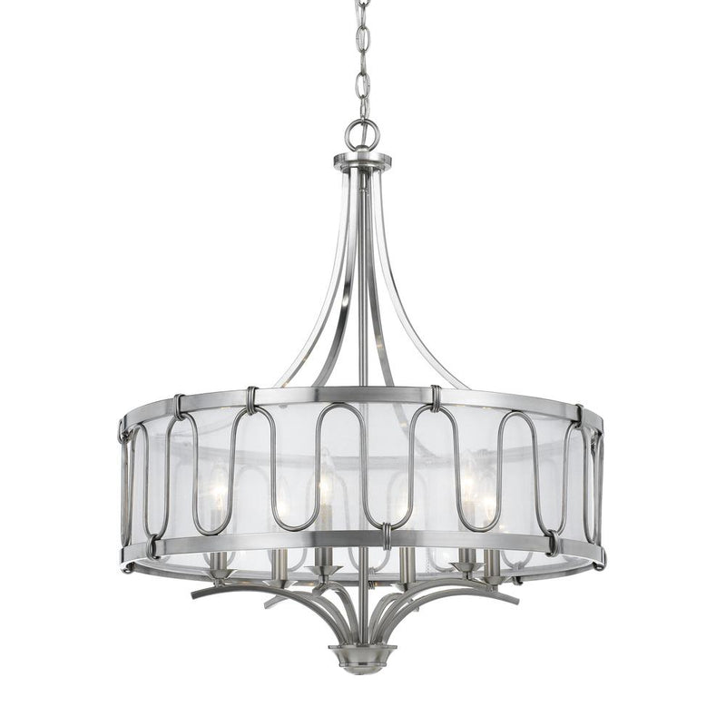 60W X 6 Vincenzametal  Chandelier With Trasparent Fabric Shade